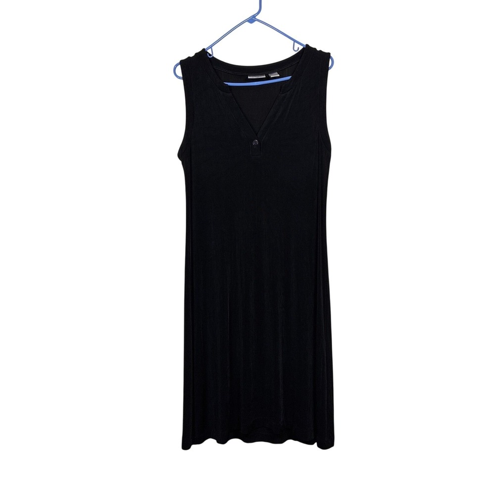 Chico's Travelers Dress L 12 Black Sleeveless Tank cruise resort minimalist - Picture 1 of 6